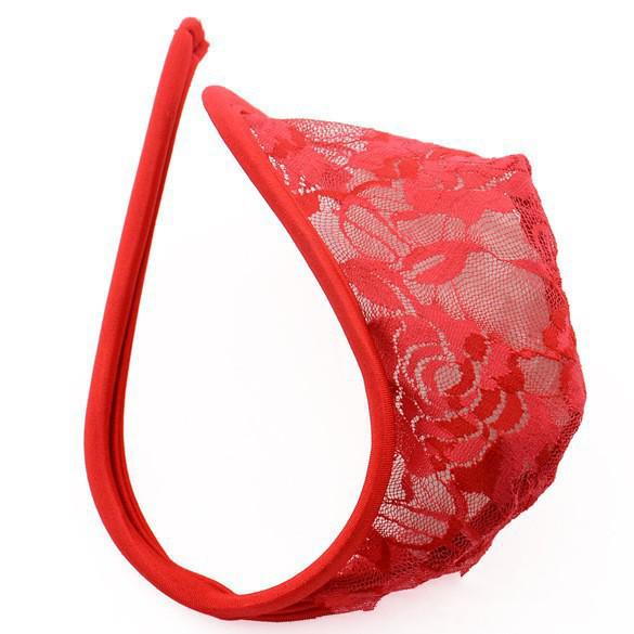 Cherry Temptation Men's Lace C-String Thong - Invisible Erotic Underwear