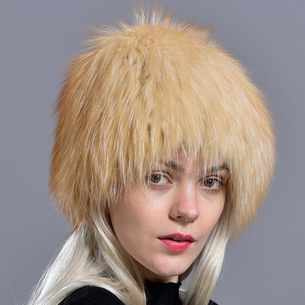 Winter Fur Hats for Women Natural Arctic Fox Fur Warm Thick Knitted Fashionable Stylish Girls Outdoor Snow Skull Beanie Hat