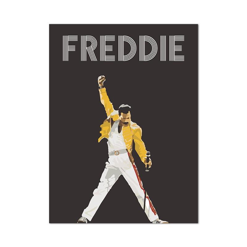 Freddie Mercury Silhouette Disegno a Linee Stampe d'Arte Bianco e Nero Poster Minimalista Immagini da Parete Musicali Pittura su Tela Decorazione