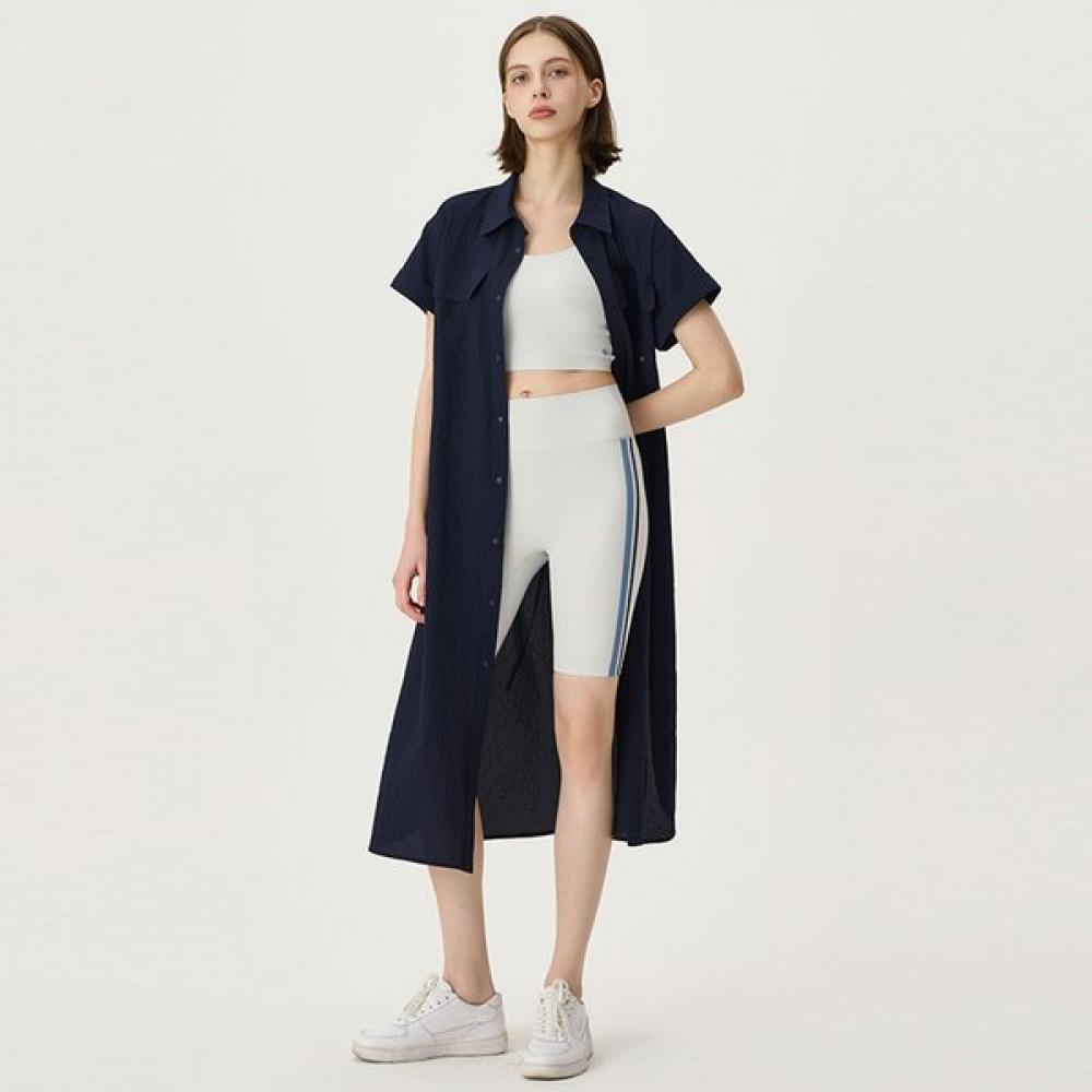 Huit Seersucker Short Sleeve Long Shirt Htwsu5j05t
