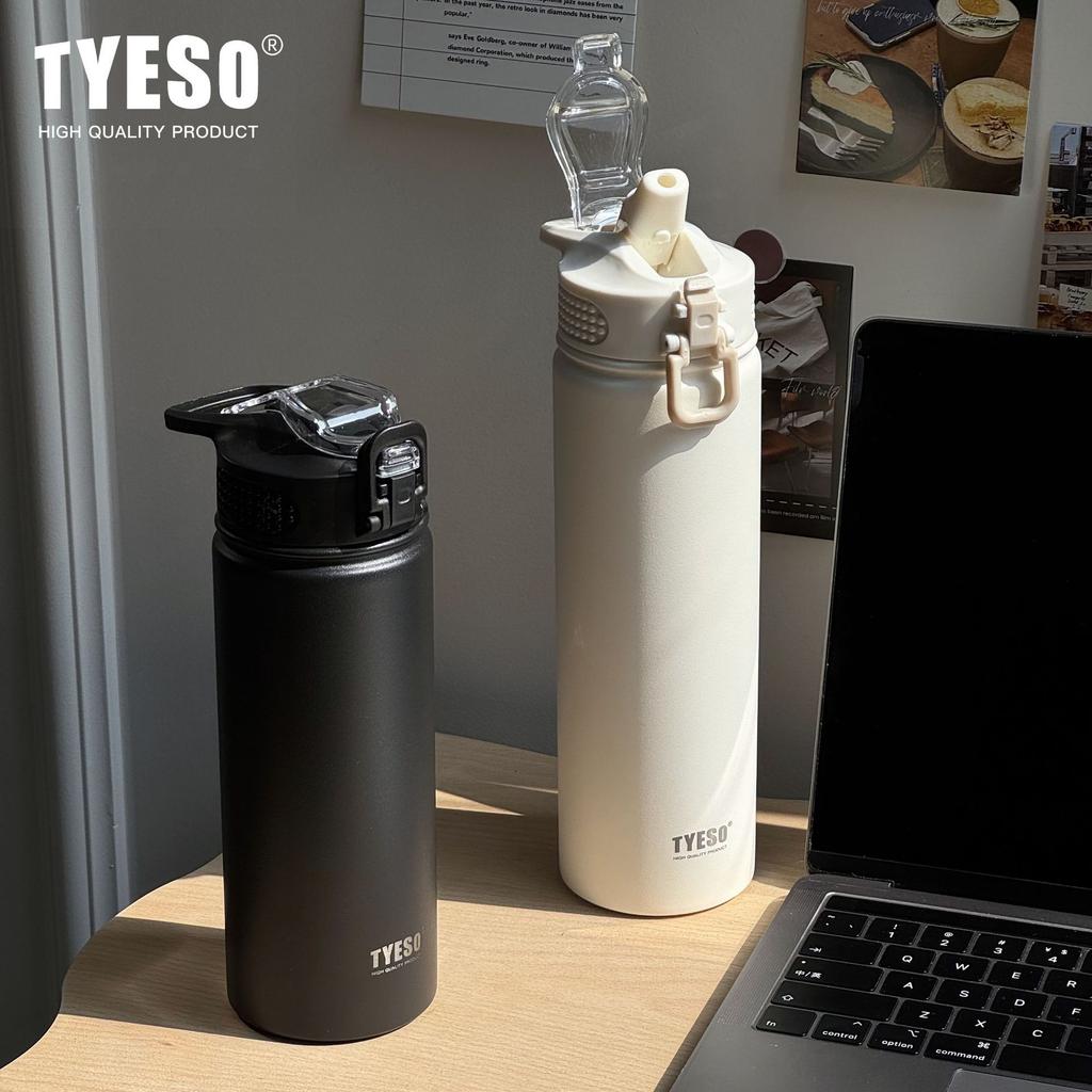 TYESO 600/750ML Stainless Steel Thermos Bottle With Straw Keeps Cold and Heat Thermal Mug Car Thermal Cup Sports Water Bottles