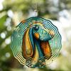 Vibrant 3D Metal Dog Wind Spinner - 10-Inch Solar/Breeze-Powered Outdoor Decor, Smooth 360° Rotation