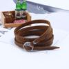 European & American Retro Embossed Cowhide Multi-Circle Men's Leather Bracelet