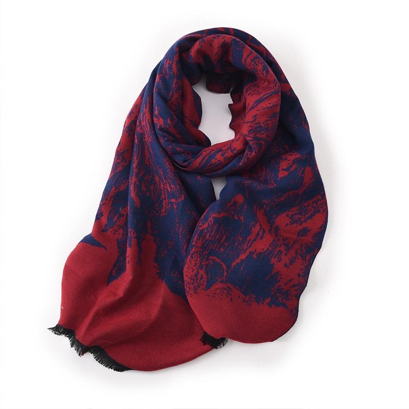 Winter Knitted Thick Women Scarf Tie-dyed Design Cashmere Shawls Lady Warm Wrap Short Tassel Scarves