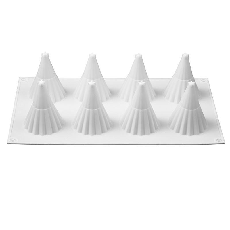 8-Cavity Even Christmas Tree Silicone Mold - Mousse Cake Decoration Candle DIY Baking Tool
