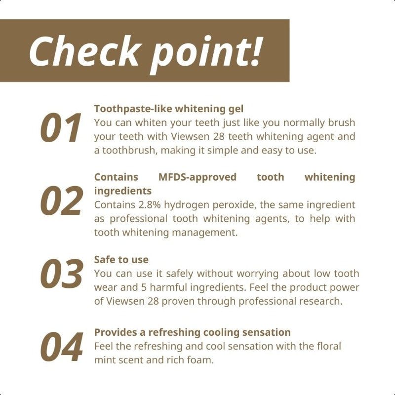 VUSSEN 28 Teeth Whitening Gel,Toothpaste Floral Mint Flavour 80g