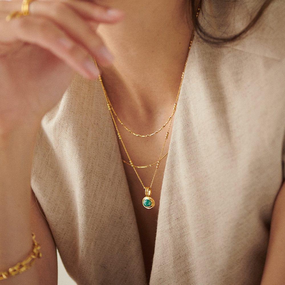 Collana multistrato impilabile con pietre preziose, Amazzonite, Giada Rosa e Perline di Rame