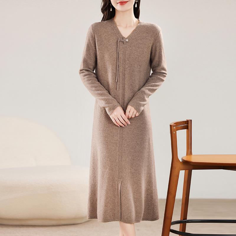 Women's Cashmere Dress Qinghe Cashmere 30% Cashmere 70% Wool Autumn and Winter Cashmere Skirt Soft and Warm