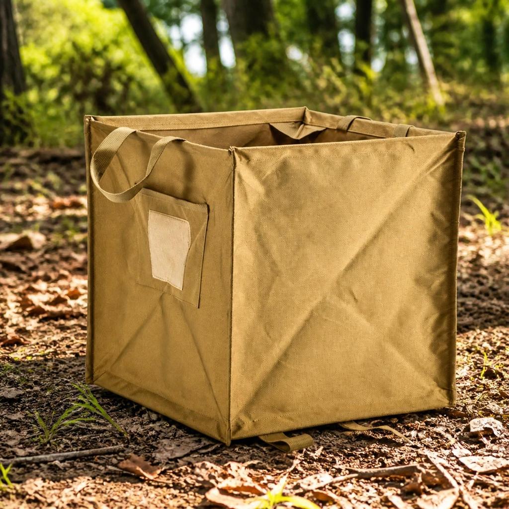 Folding Wastebasket with Side Pocket Lightweight for Picnics, Campers