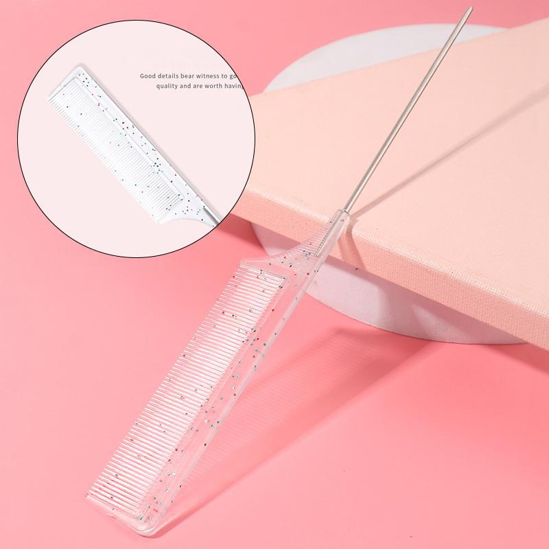 

1 Профессиональная расческа с заостренным кончиком для парикмахерской, расческа из нержавеющей стали, антистатическая расческа для окрашивания, инструмент для укладки, специальная для париков из натуральных волос 21.5*2.5cm