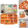 63pcs Fishing Lure Kit Soft and Hard Bait Hooks Swivels with Tackle Box Fishing Lures Set for Bass Walleye Trout