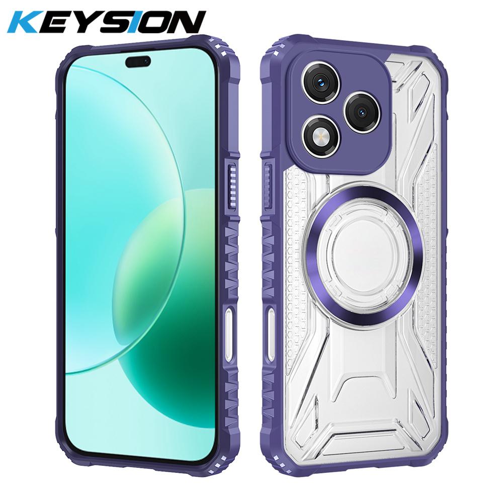 KEYSION Transparent Magnetic Case for Honor 400 Pro 5G Silicone+PC Heavy Duty Shockproof Phone Cover for Huawei Honor 400 Lite