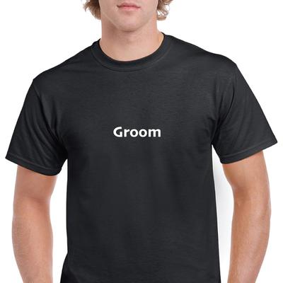Bräutigam Ehemann Hochzeitstag Flitterwochen Baumwolle T-Shirt Schwarz Weiß Lustig Einfarbig
