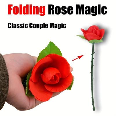 1pc Classic Couple Confession Magic Folding Rose Magic Props, Empty Handed Flower Close-up Magic