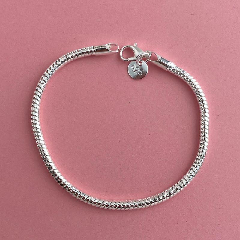 925 Silver 3MM Snake Chain Bracelet For Women Men Unisex Simple Charm Jewelry Gift Wedding Party Fashion