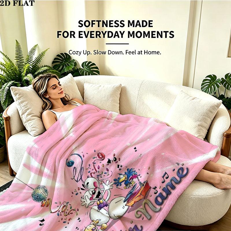 1PC Diddl Custom Name Patterned Flannel Blanket Suitable For All Seasons for Home Decor Warmth and Comfort Gifts Holiday Present