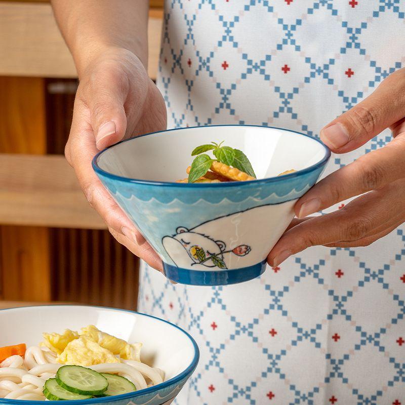 

Japanese Ceramic Tableware Set: Cartoon Salad Bowl, Double-Handled Soup Bowl, Noodle Bowl, Square Plate Default