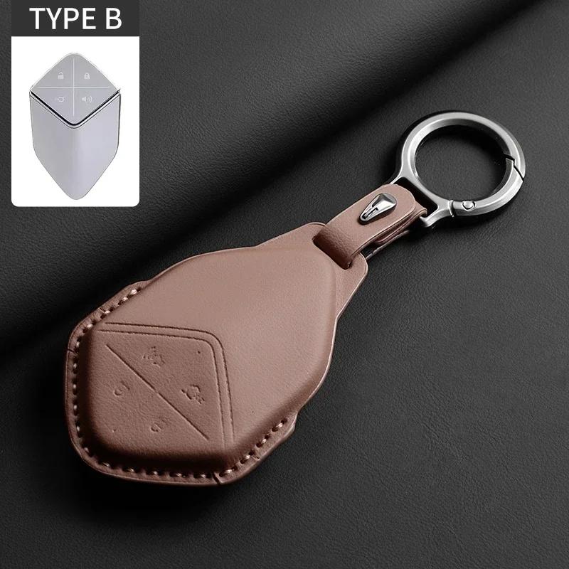 Leather Car Key Case Cover Holder Keychain Protective Shell for Changan Deepal S7 SL03 UNIT UNIK CS35 Plus CS55 Plus CS75