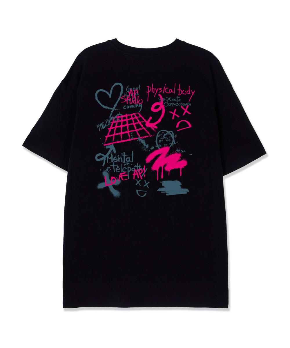 Astral Projection Graffiti Supima Cotton Round Neck Short Sleeve T-Shirt_Black L