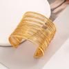 Vintage Hyperbolic Layered Gold Plated Wide Wire Bracelet Cuff Bangle for Women Exaggerated Wrist Wrap Bangle Hand Zircon Gift