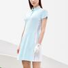 Fila Fitted Pleated Color Block Golf Sports Casual Fashion Polo Dress Women Dresses Elegant-Blue A11W235323F-LB