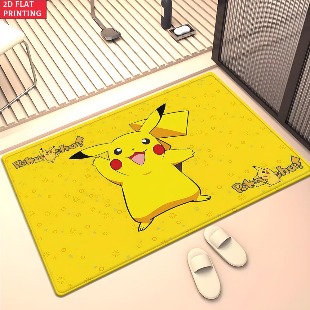 

Cute Yellow Electric Mouse Cartoon Area Rug Non Slip Soft Floor Mat For Kids Room Bedroom Living Rooms Decor Washable Carpet 40x60cm(15x23 in)