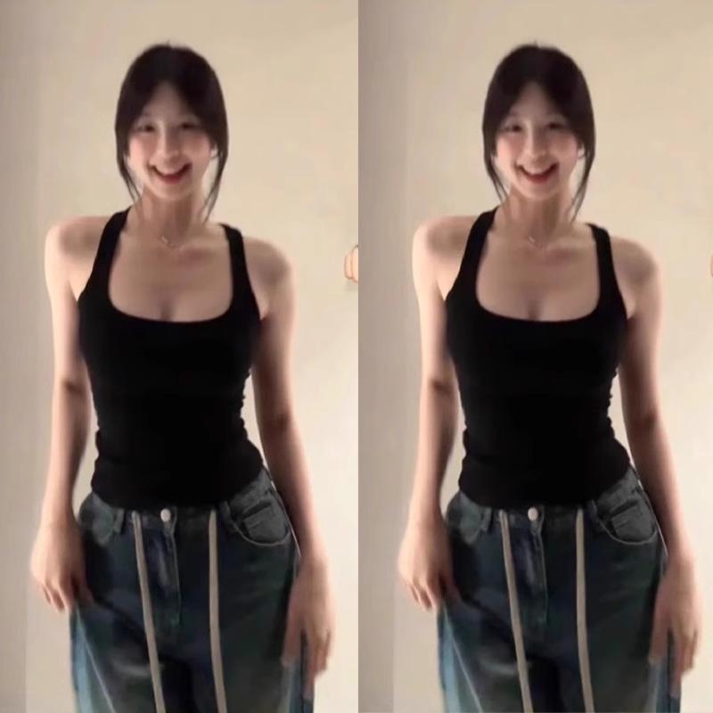 Women's White Camisole Vest: Thin, Sleeveless Top Ideal for Summer Layering or As a Standalone Piece.