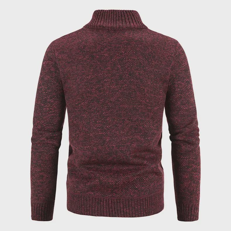 Velvet Thickened Full-Zip Cardigan Sweater with Stand Collar - Large Size, Perfect for Autumn and Winter Warmth