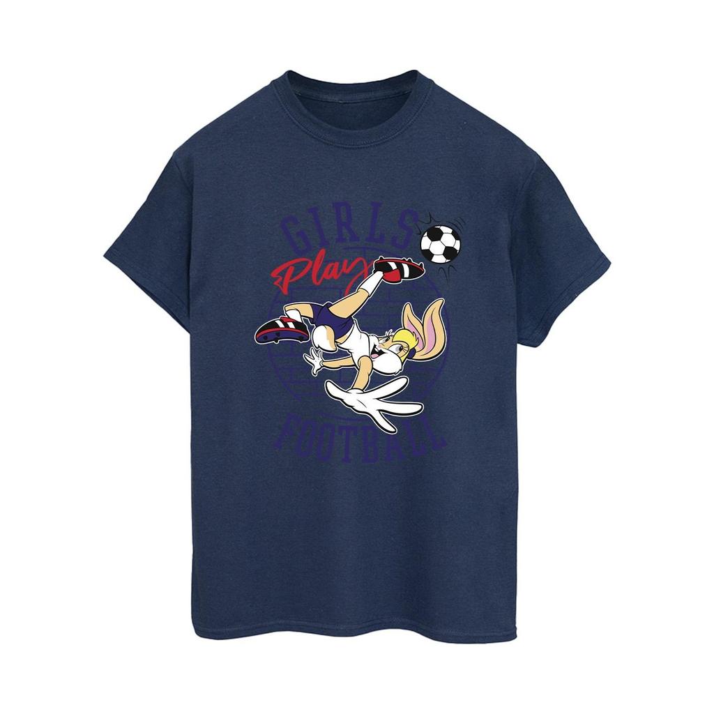 Looney Tunes Damen/Damen Lola Bunny Mädchen spielen Fußball Baumwolle Boyfriend T-Shirt