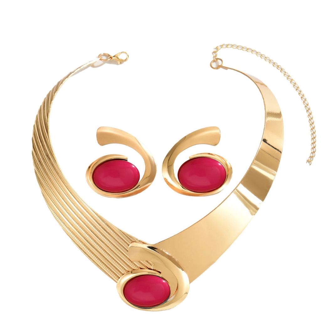 Minimalist And Fresh Jewelry Set: Diamond-Inlaid, -Designed Collarbone Chain, Versatile Earrings