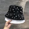 Full Diamond Pearl Thin Fisherman Hat Children Summer Outdoor Sunshade Sun Protection Hat Ins Wind Beach Travel Basin Hat
