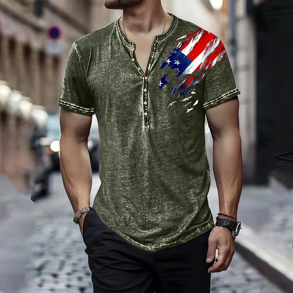 Men's Independence Day Printed Round-neck Short-sleeved T-shirt