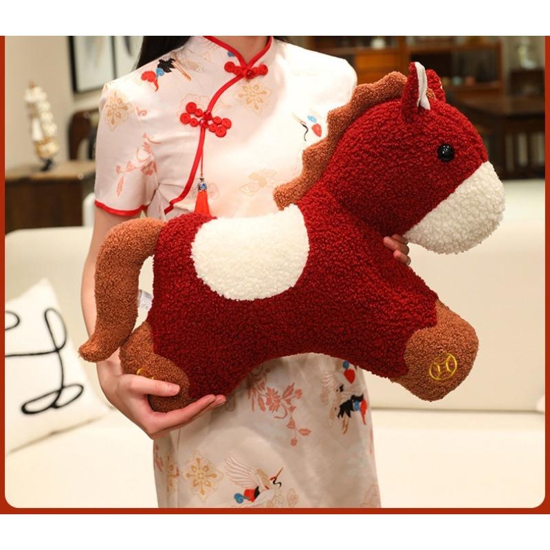 Year of The Horse Plush Pillow Cute Animal Shape Sofa Cushion Car Backrest Decor New Year Gift Home Ornament