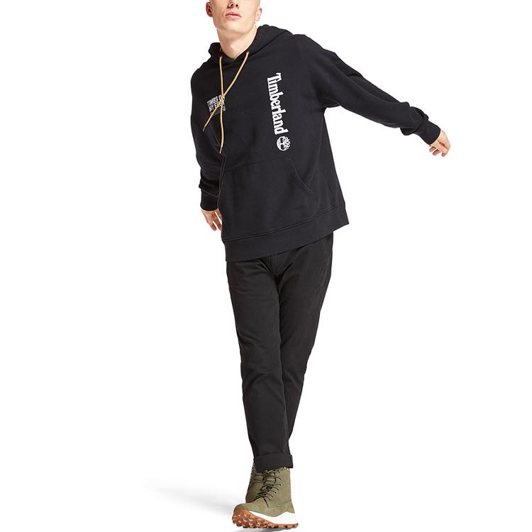 Timberland Mikina s potiskem písmen, volná sportovní mikina pro muže, černé mikiny A28MP-001