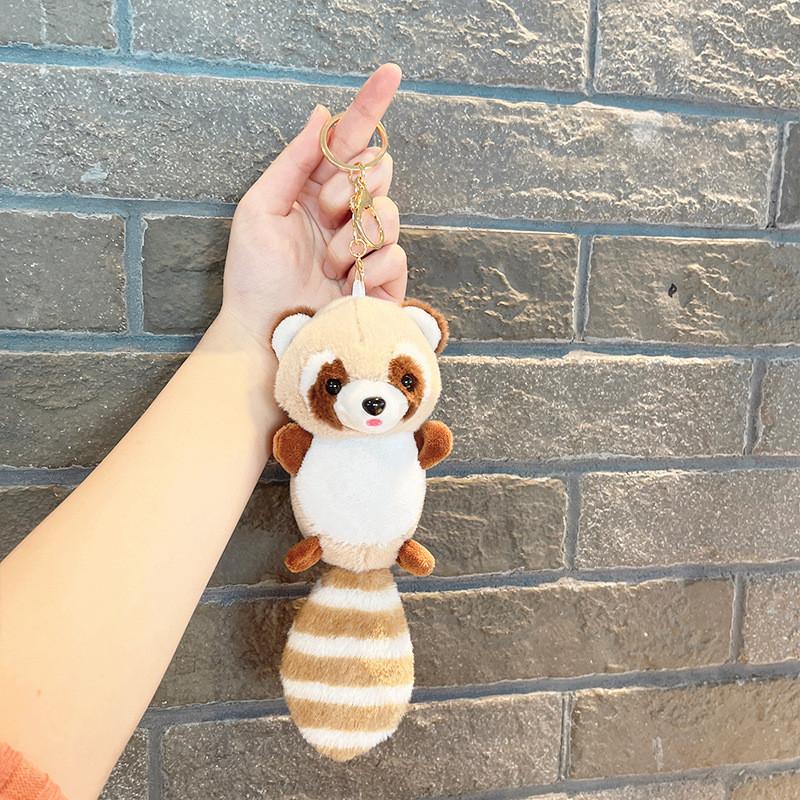 Plush Adorable Long Tailed Raccoon Toy Backpack Mini Doll Car Keychain Pendant