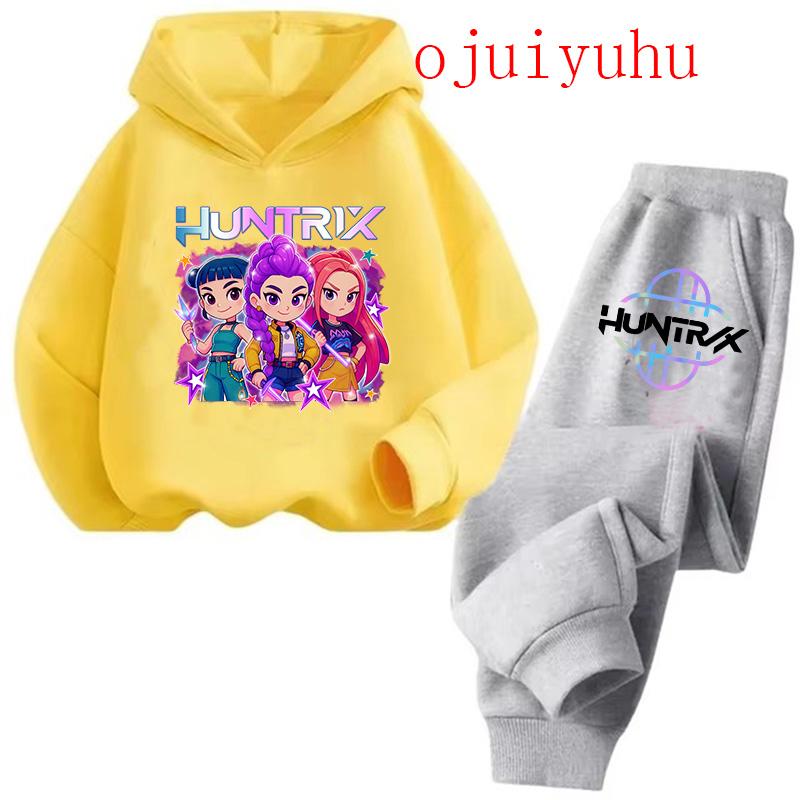 

Детское худи фильм корейский стиль Комплекты Детские худи Kpop Охотники на демонов Пуловер Толстовка Спортивный костюм Мультяшная одежда 160