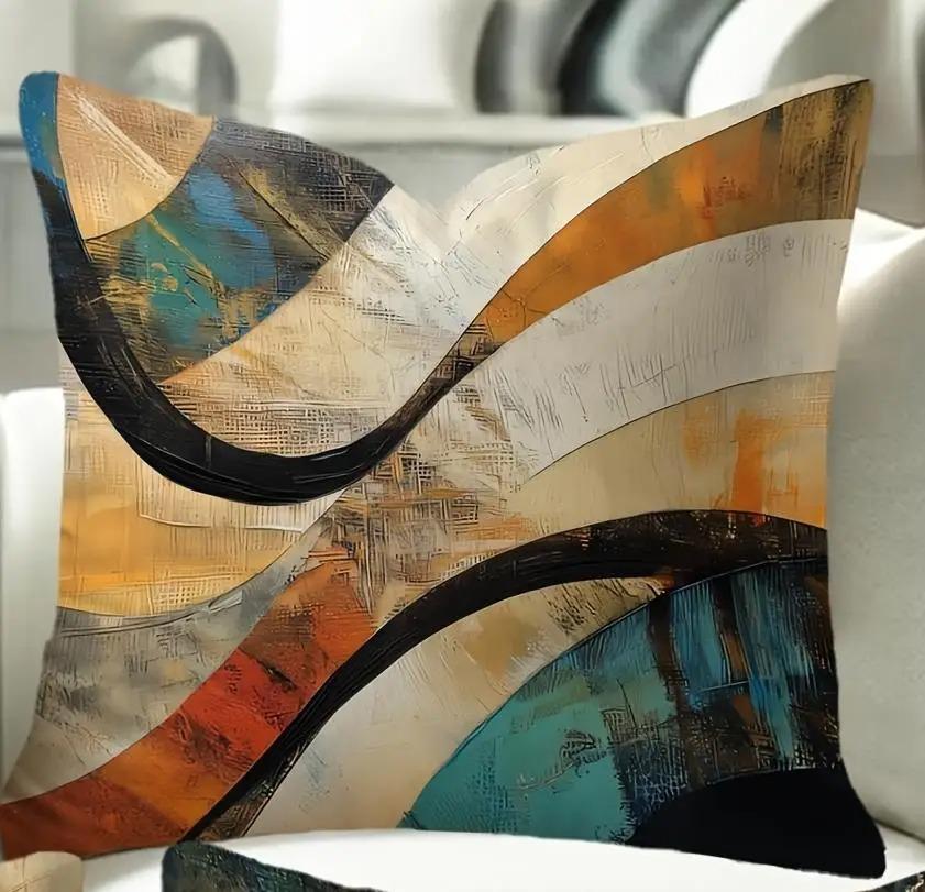 Abstrakte Kunst Wellenmuster Kissenbezüge Muster Kissenbezug Geeignet für Sofa Schlafzimmer Auto Kissenbezug