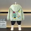 Spring and Autumn Girls Long Sleeved Zippered Cartoon Dinosaur Hooded Windproof Coat Top Children's Wear Jacket Baseball Jacket Models Boys and Girls