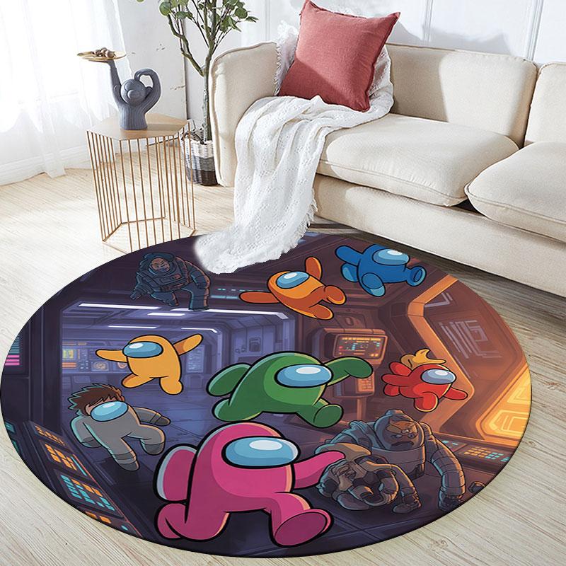 Among Us,Round Area Rug,Carpet Rug for Living Room Bedroom Sofa Playroom Decor,Non-slip Floor Mat