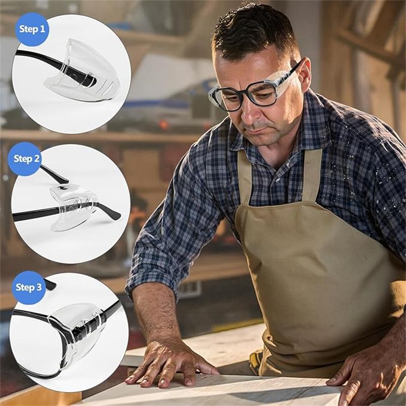 2pcs Fashion Eye Flexible Clear Shields Anti Fog Protective Cover Eye Glasses Side Protective Myopia Glasses Protector