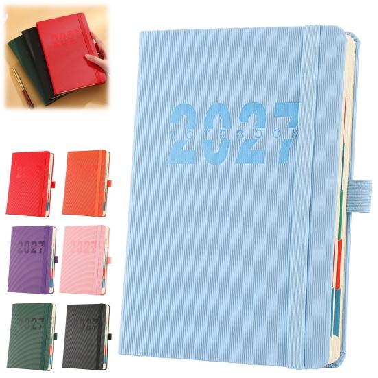 Monthly Index Planner 2027 A5 Daily Planner, Vertical Grain Hardcover 320 Page Goal Setting Agenda Schedule Notebook, English Calendar Organizer