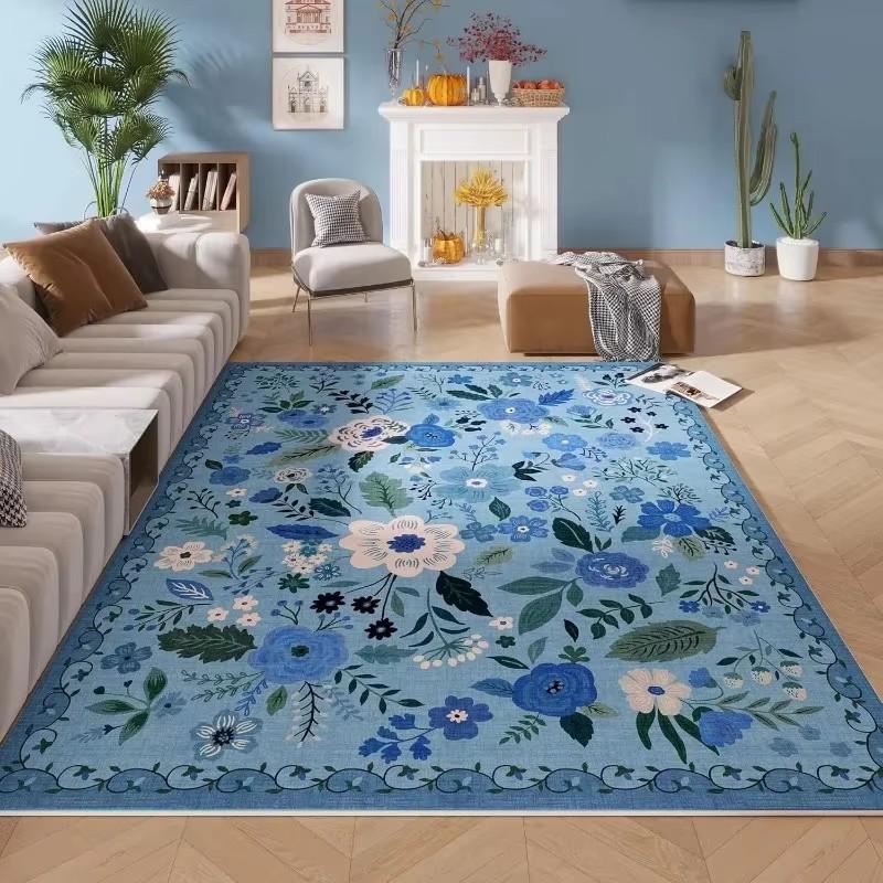 Luxurious Vintage Floral Area Mat Non-Slip, Machine Washable Perfect for Living Room, Bedroom, and Home Decor, Polyester Mat