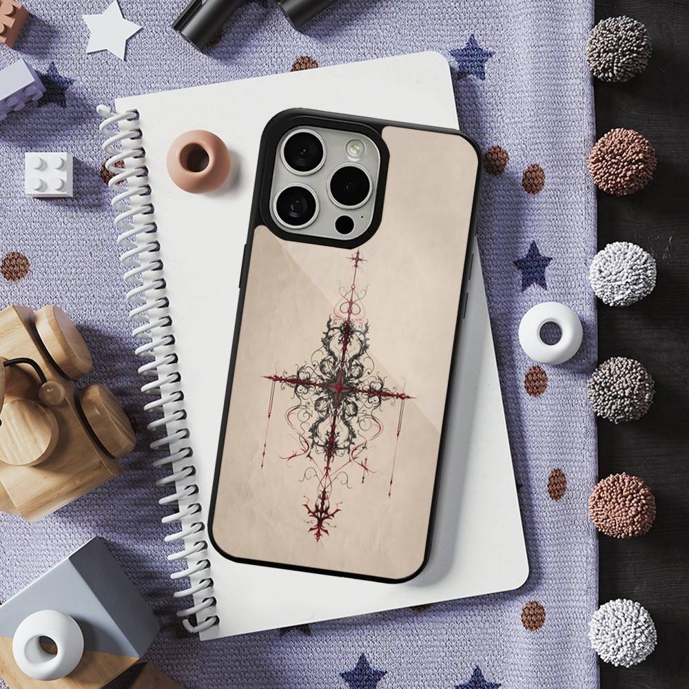 

Gothic Cyber Sigil Cross For iPhone Mini,13,Max,11,15,17,14,Plus,12,Pro,16,For Magsafe,Magnetic Wireless Charging Case iPhone16Plus