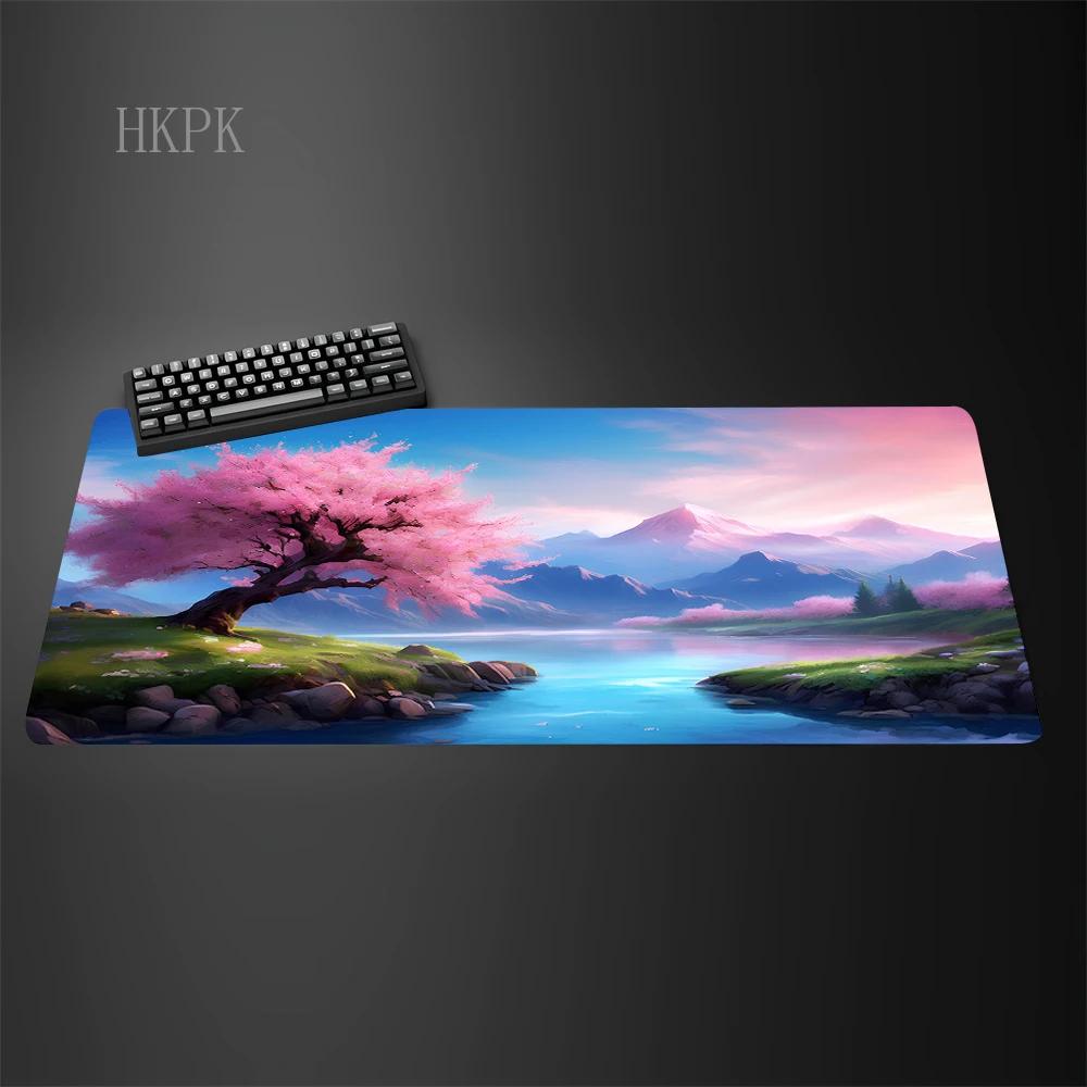 Pink Sakura Mouse Pad XXL Pc Gaming Office Mats Japanese Style Large Bonslip Base Desk Mat Art Rugs Laptop Gamer Table Cushi