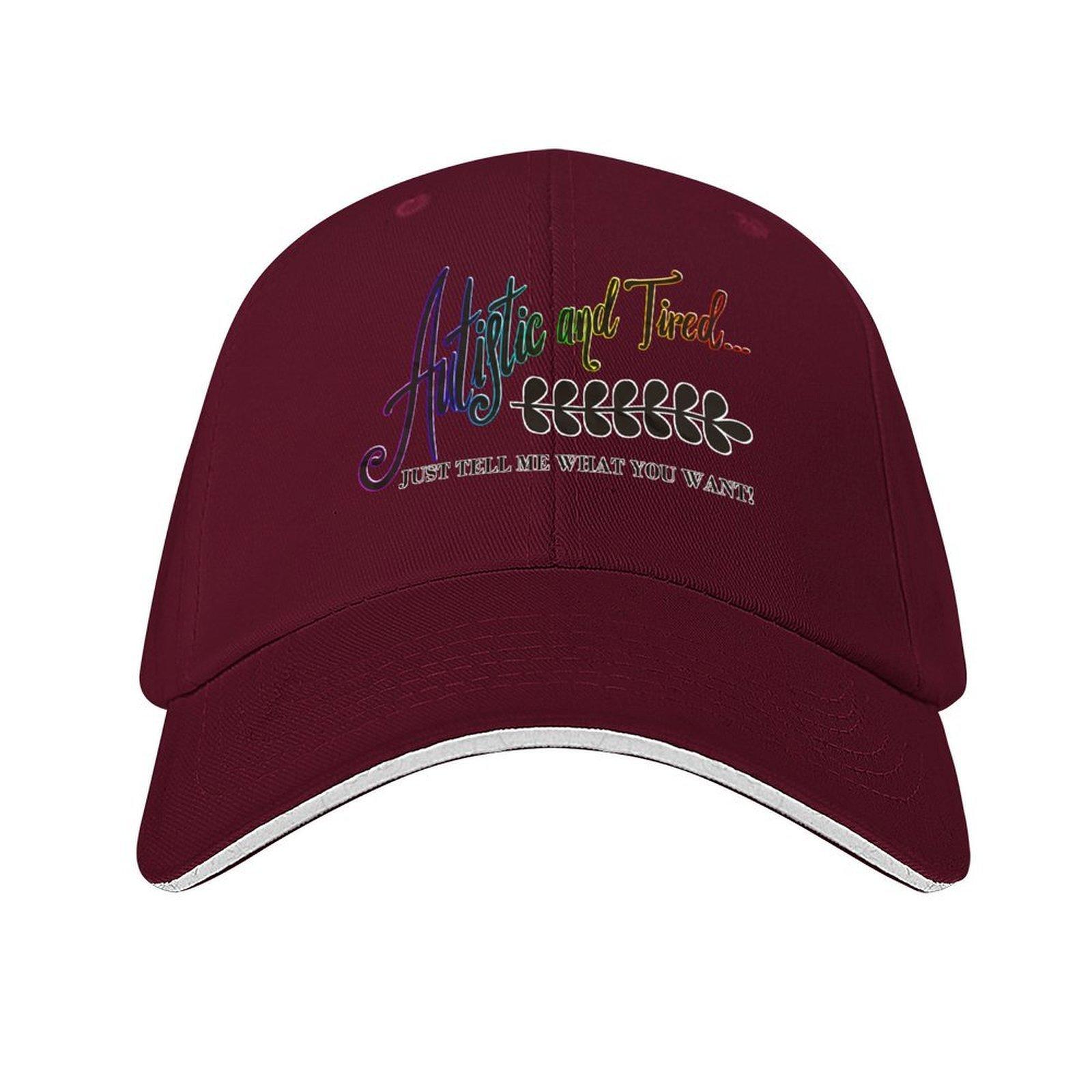 

Autistic and Tired Baseball Cap mens big size hat Designer Hat Hat Luxury Brand Luxury Man Mens Caps Womens