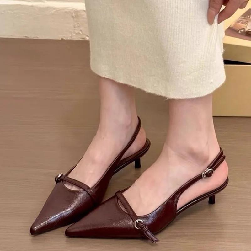 Fashion Women Heeled Sandals Pointed Toe Elegant Dress Shoes Summer Fashion Woman Pumps 2025 Designer Luxury Party Brand Mujer Zapatos