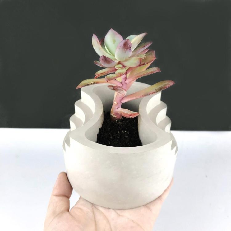 Stampo per Vaso da Fiori in Silicone Stampo per Piantine Succulente Stampo in Cemento e Gesso Stampo Rotondo in Cemento di Cemento per Portapenne Fai da Te, Decorazioni per la Casa