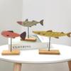 Bunte Holzfischstatue Mediterraner Nordischer Stil Fischskulptur Ornamente Schicker Wohnzimmer TV-Schrank Heimdekor Handwerk