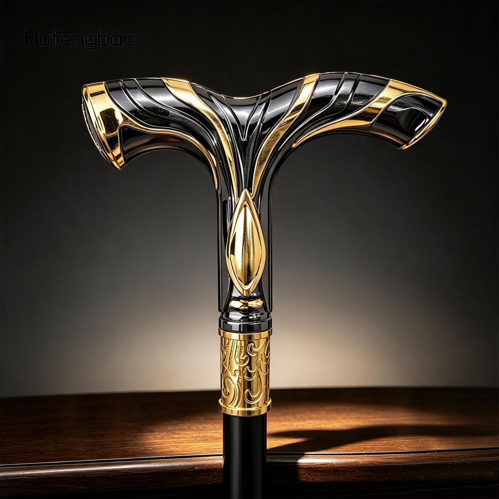 Gold Schwarz Fließende Linien Adler Luxus Mode Cosplay Stock Party Dekorativer Stock Eleganter Krummstabknauf Gehstock 92cm