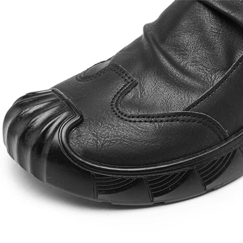 New Retro Men's Ankle Boots with Zipper, Casual High Top Men's Hiking Boots, Classic Leather Boots, Fashionable Motorcycle Shoes